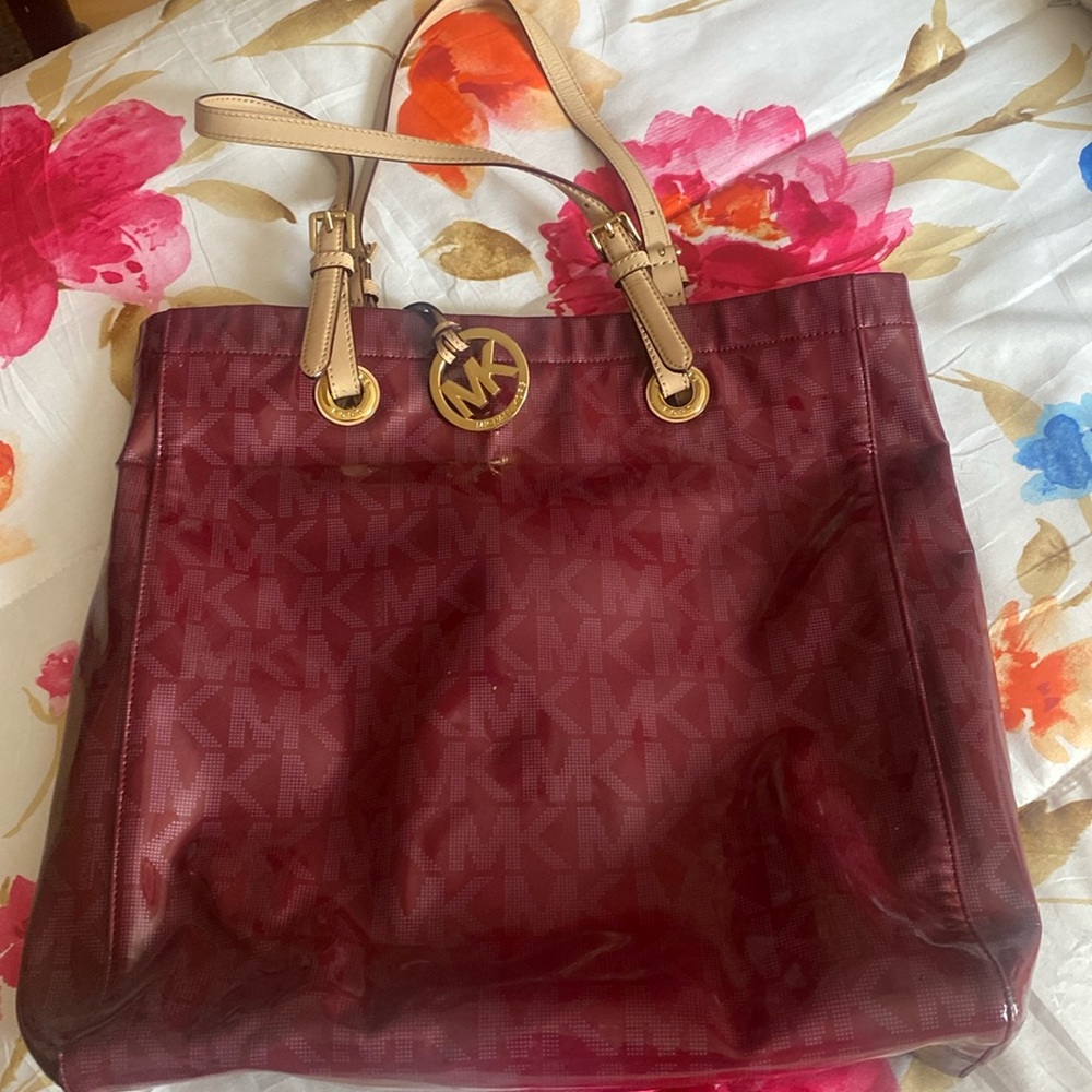 Burgundy Michael Kors tote bag